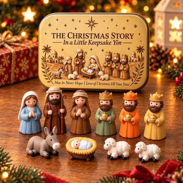 ✝️ Mini Nativity Scene Keepsake Tin — Pocket-Sized Christmas Holy Family Set