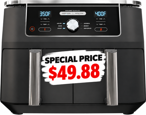 10-Qt Dual Basket Air Fryer – 6-in-1 Multifunctional Cooker, Extra-Large Capacity, Cook Two Foods at Once – Special Price $39.88!