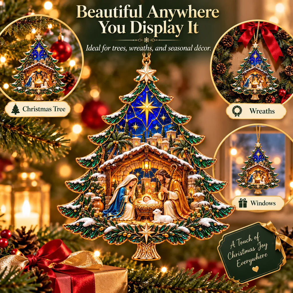 2026 Nativity Christmas Tree Ornament – Stained Glass Holy Family Keepsake, Meaningful Faith Gift & Holiday Décor