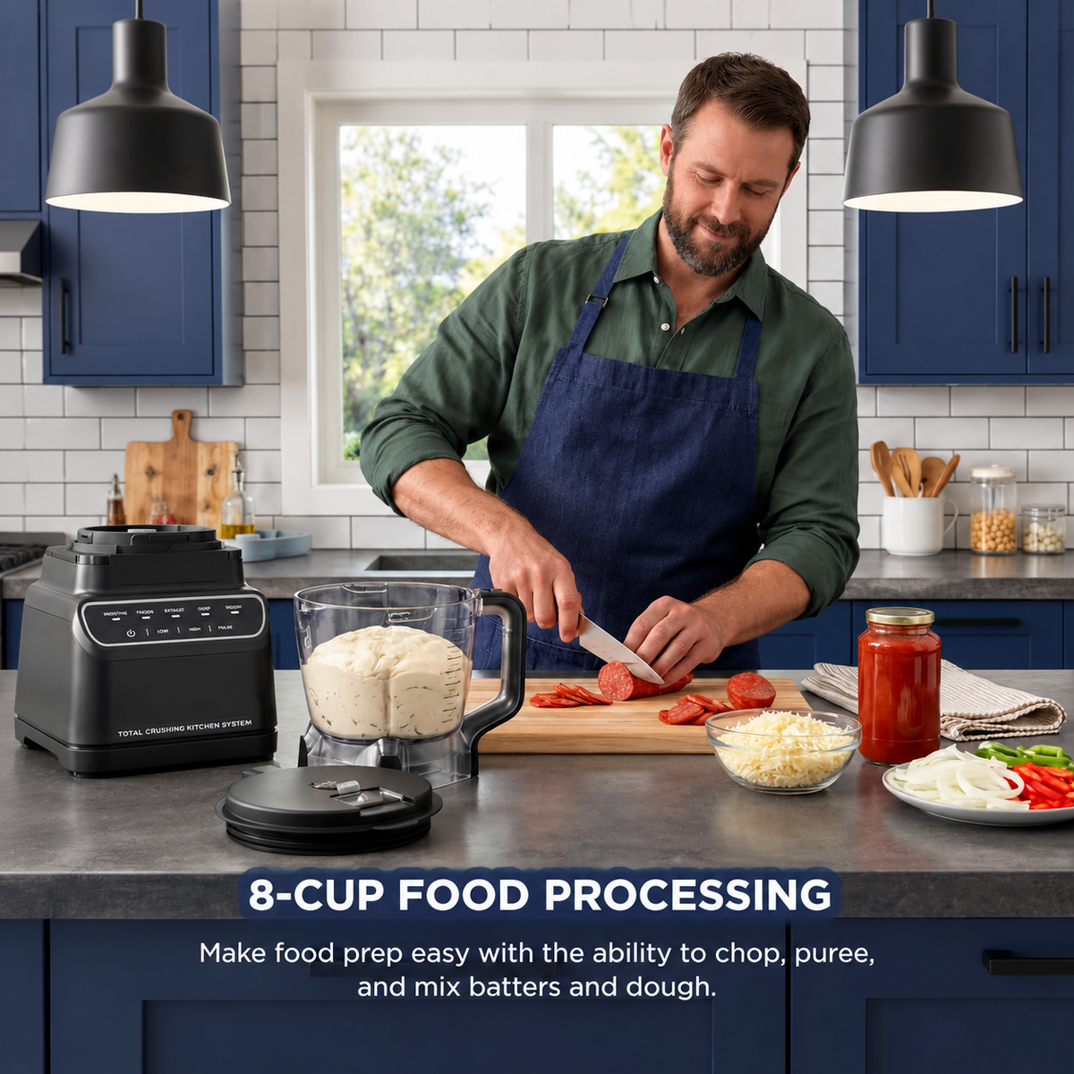 🔥3-in-1 Multifunctional Power Blender – All-in-One Kitchen Blender System with Large Capacity Pitcher, Personal Smoothie Cups & Food Processor Attachments, Powerful Ice Crushing, Chopping, Grinding, Juicing & Dough Making, Easy to Clean
