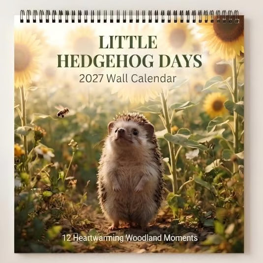🦔 Little Hedgehog Days 2027 Wall Calendar – 12 Months of Adorable Hedgehog Moments & Cozy Everyday Charm