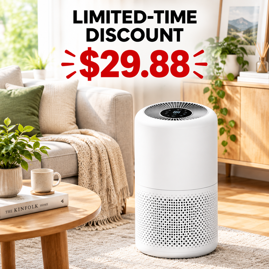 Air Purifier for Home, High-Efficiency HEPA Filtration, Quiet Sleep Mode, Smart App & Voice Control, Auto Mode, Compact Design for Bedroom, Living Room, Pets & Allergies