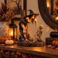 🧙💀Witch & Skeleton Candle Scene Figurine – Dark Gothic Halloween Tabletop Decor🔥