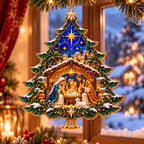 2026 Nativity Christmas Tree Ornament – Stained Glass Holy Family Keepsake, Meaningful Faith Gift & Holiday Décor
