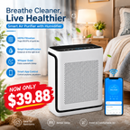 Air Purifier for Home, High-Efficiency HEPA Filtration, Quiet Sleep Mode, Smart App & Voice Control, Auto Mode, Compact Design for Bedroom, Living Room, Pets & Allergies