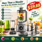 🔥3-in-1 Multifunctional Power Blender – All-in-One Kitchen Blender System with Large Capacity Pitcher, Personal Smoothie Cups & Food Processor Attachments, Powerful Ice Crushing, Chopping, Grinding, Juicing & Dough Making, Easy to Clean