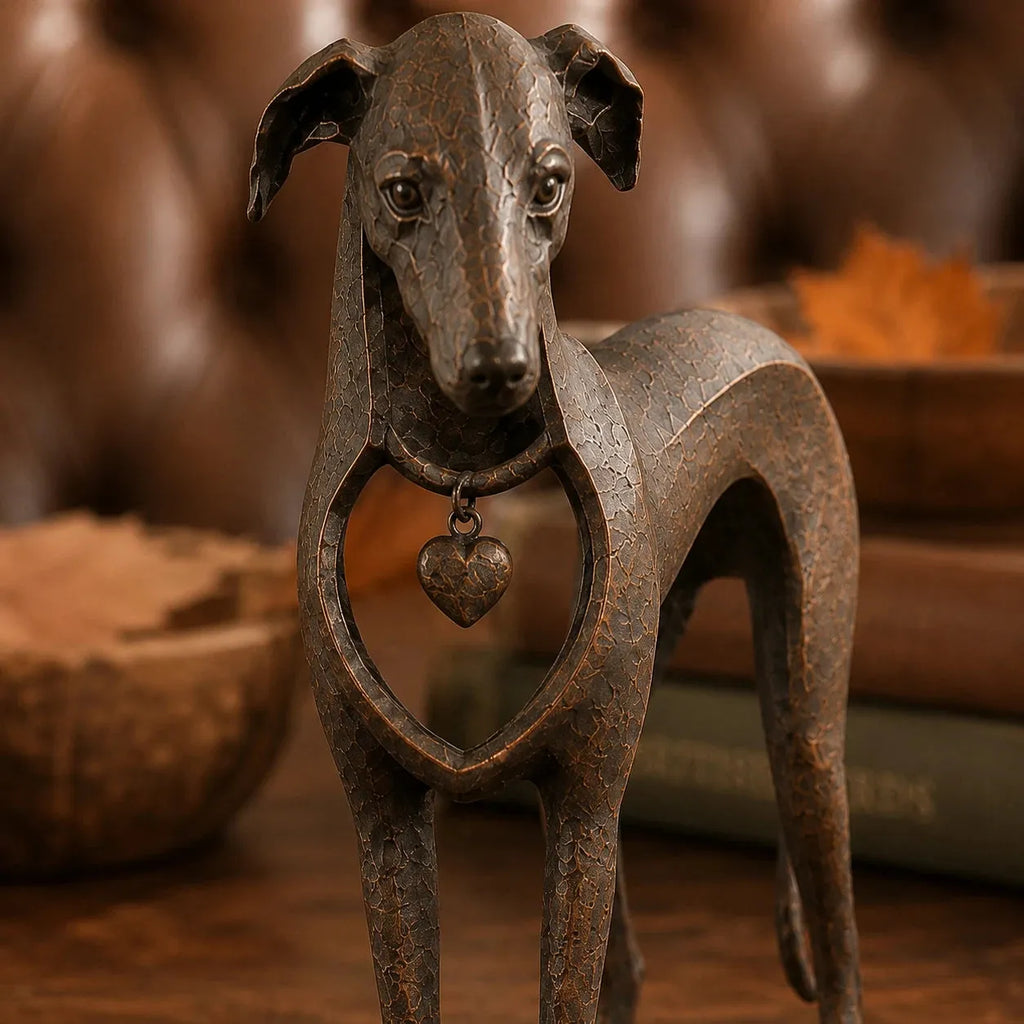 Heritage Heart Animal Sculpture – Vintage Iron Dog & Cat Accents for Timeless Interiors