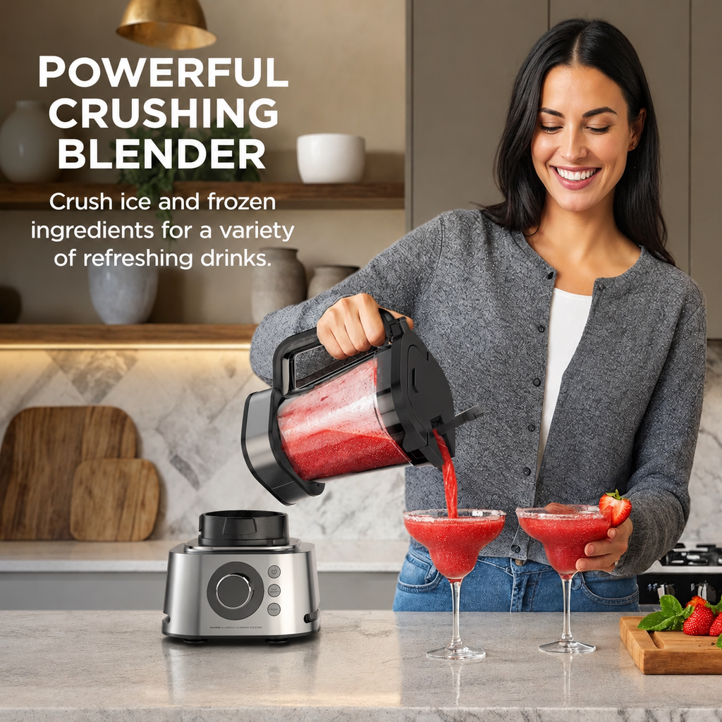 🔥3-in-1 Multifunctional Power Blender – All-in-One Kitchen Blender System with Large Capacity Pitcher, Personal Smoothie Cups & Food Processor Attachments, Powerful Ice Crushing, Chopping, Grinding, Juicing & Dough Making, Easy to Clean