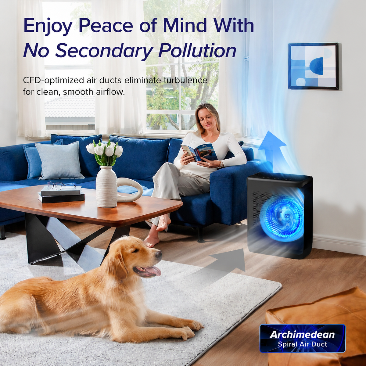 Air Purifier for Home, High-Efficiency HEPA Filtration, Quiet Sleep Mode, Smart App & Voice Control, Auto Mode, Compact Design for Bedroom, Living Room, Pets & Allergies