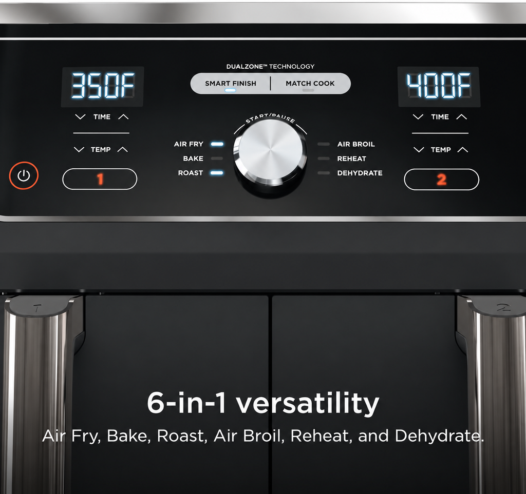 10-Qt Dual Basket Air Fryer – 6-in-1 Multifunctional Cooker, Extra-Large Capacity, Cook Two Foods at Once – Special Price $39.88!