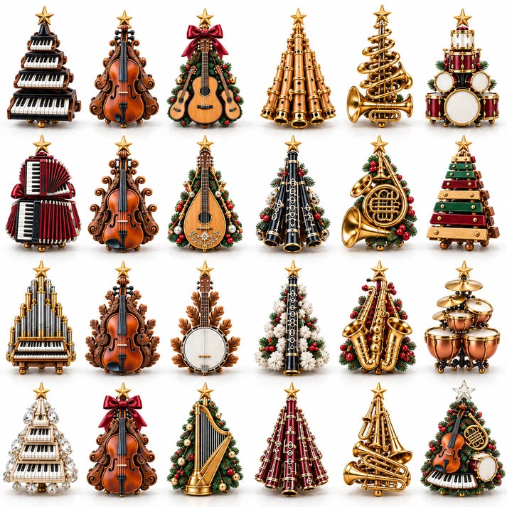 2026 Music Lovers’ Advent Calendar – 24 Unique Musical Instrument Christmas Tree Miniatures