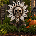 💀🌻Halloween Skull Ghost Sunflower Garden Stake