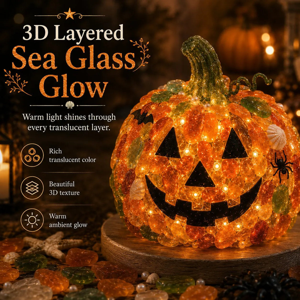 🎃✨Beginner-Friendly DIY Lighted Sea Glass Halloween Character Kit Collection
