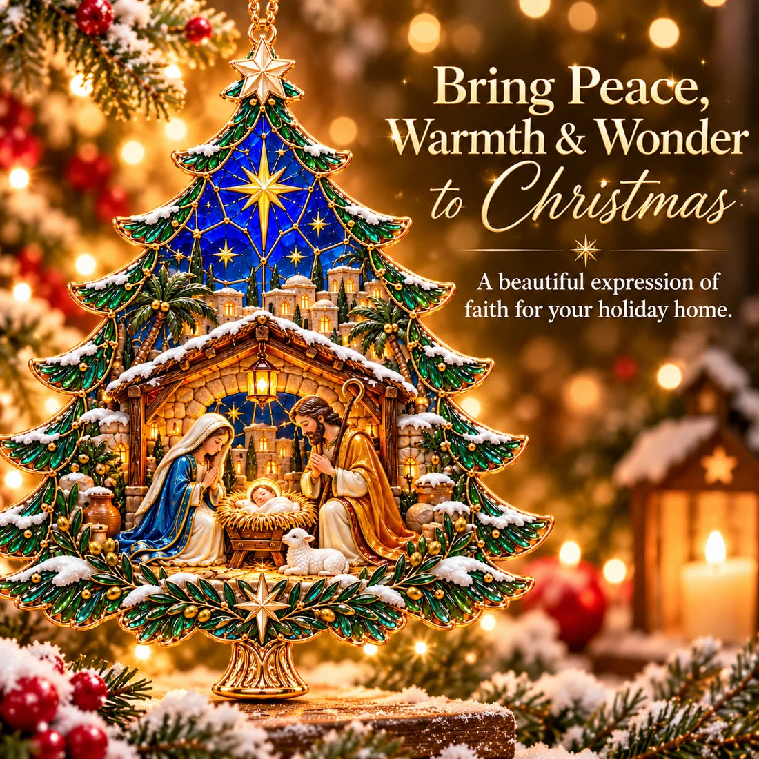 2026 Nativity Christmas Tree Ornament – Stained Glass Holy Family Keepsake, Meaningful Faith Gift & Holiday Décor