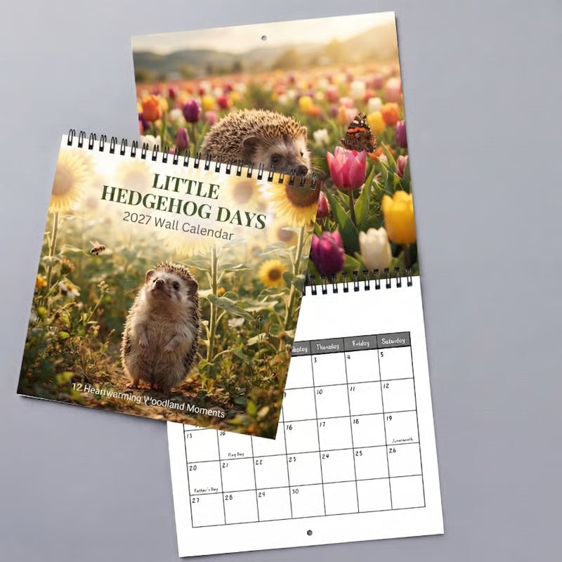 🦔 Little Hedgehog Days 2027 Wall Calendar – 12 Months of Adorable Hedgehog Moments & Cozy Everyday Charm