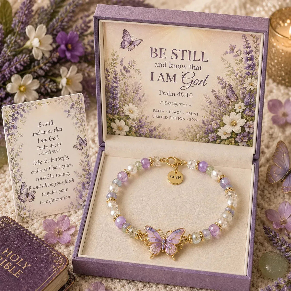 ✝️ Psalm 46:10 Faith Bracelet | Limited Edition 2026 Christian Jewelry with 7 Meaningful Nature Symbols 🤍