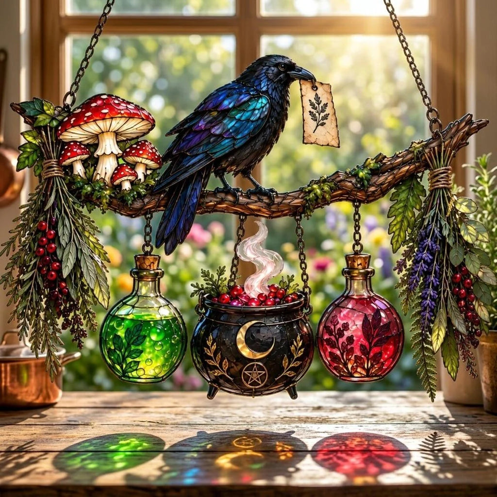 🖤 🐦‍⬛Raven Witch Suncatcher