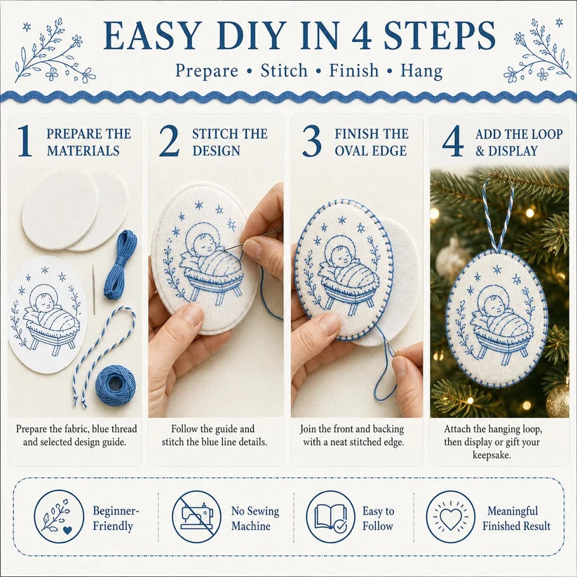 ⏳ Last Day 49% OFF – 🧵Beginner-Friendly DIY Heirloom Oval Embroidery Ornament Kit Collection | Complete Kit with All Tools & Step-by-Step Guide Included 💕