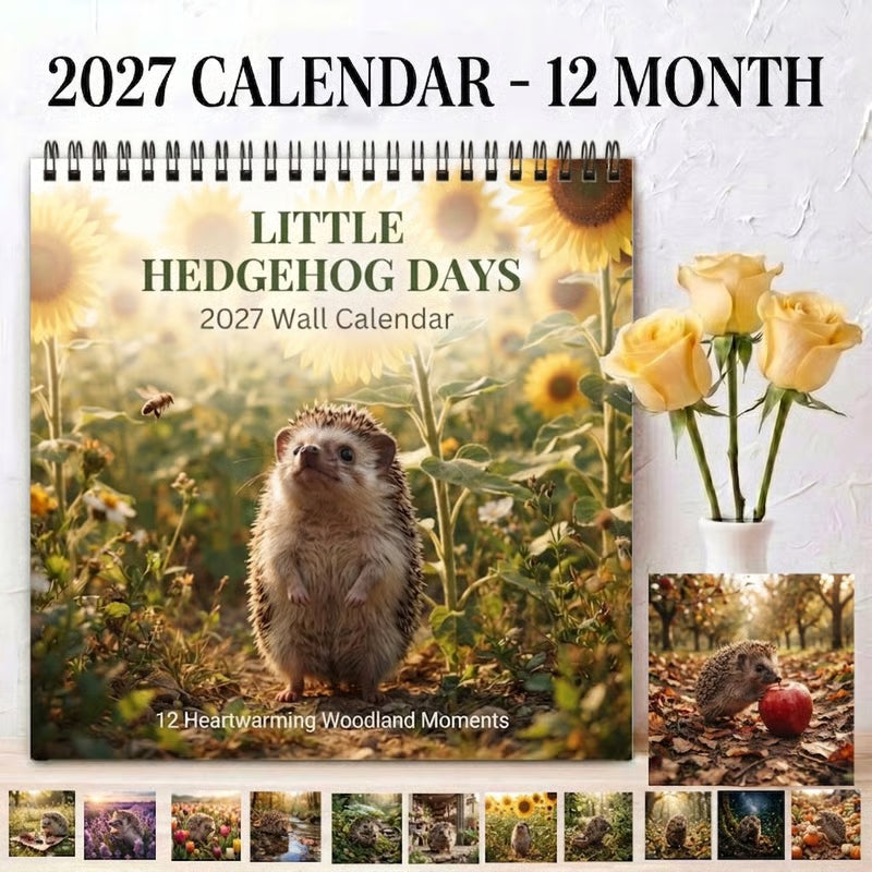 🦔 Little Hedgehog Days 2027 Wall Calendar – 12 Months of Adorable Hedgehog Moments & Cozy Everyday Charm