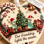 🔥LAST DAY 50% OFF - Christmas Friendship Heart Ornament 🎄💕 Glazed Ceramic Keepsake With Sea Glass Figures & Heartfelt Blessing