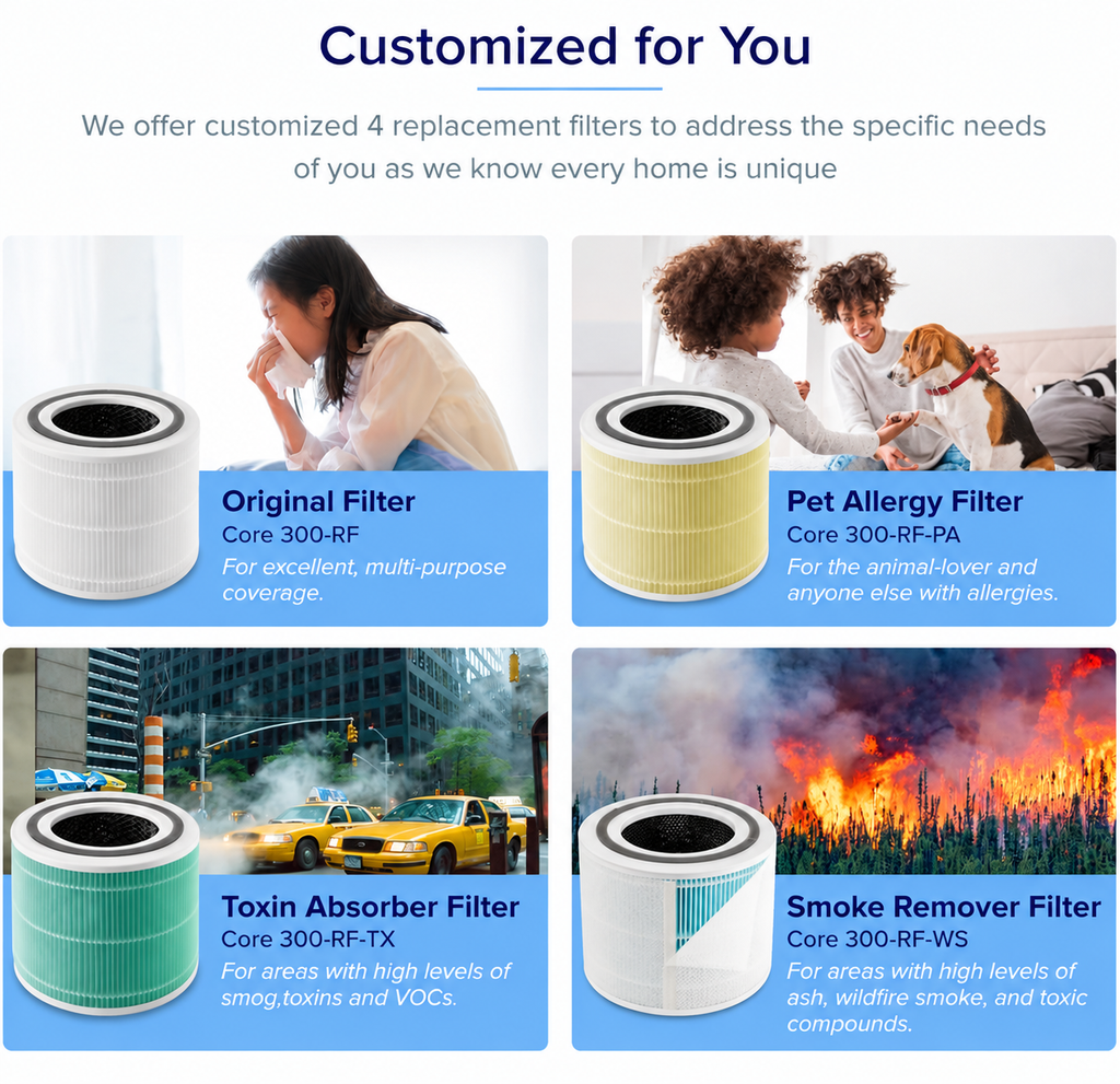 Air Purifier for Home, High-Efficiency HEPA Filtration, Quiet Sleep Mo ...