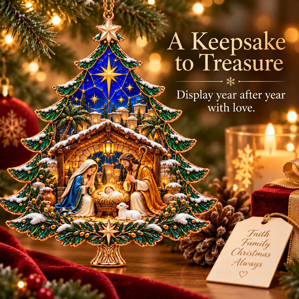 2026 Nativity Christmas Tree Ornament – Stained Glass Holy Family Keepsake, Meaningful Faith Gift & Holiday Décor
