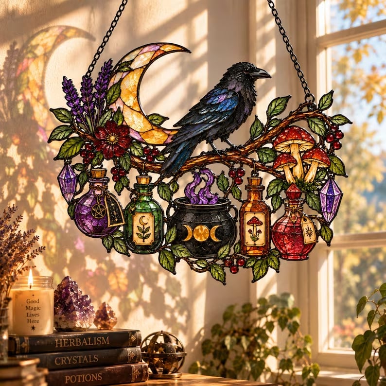 🖤 🐦‍⬛Raven Witch Suncatcher