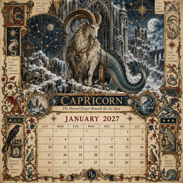 📅✨Calendario del Grimorio Zodiacal 2027™ | 12 signos, 12 capítulos prohibidos