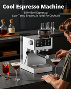 All-in-One Espresso Machine with Built-In Conical Burr Grinder, 10 Grind Settings, 20-Bar Pressure, Touchscreen Controls, Milk Frother & Stainless Steel Design