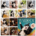 2027 Tuxedo Cat Wall Calendar, Spiral Bound Cute Cat Gift Decor
