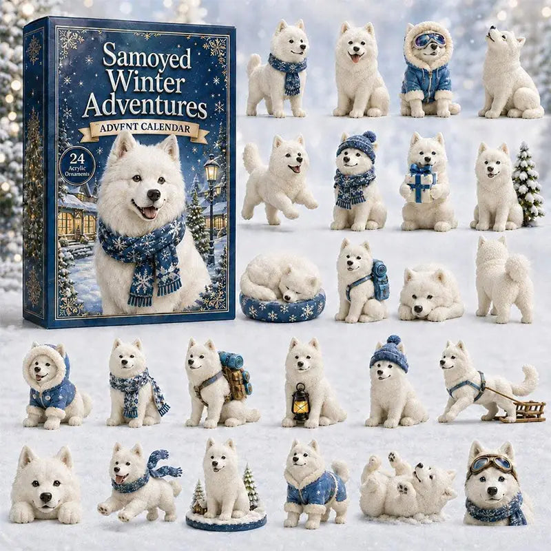😍🐕24 Days Samoyed Acrylic Ornament Advent Calendar
