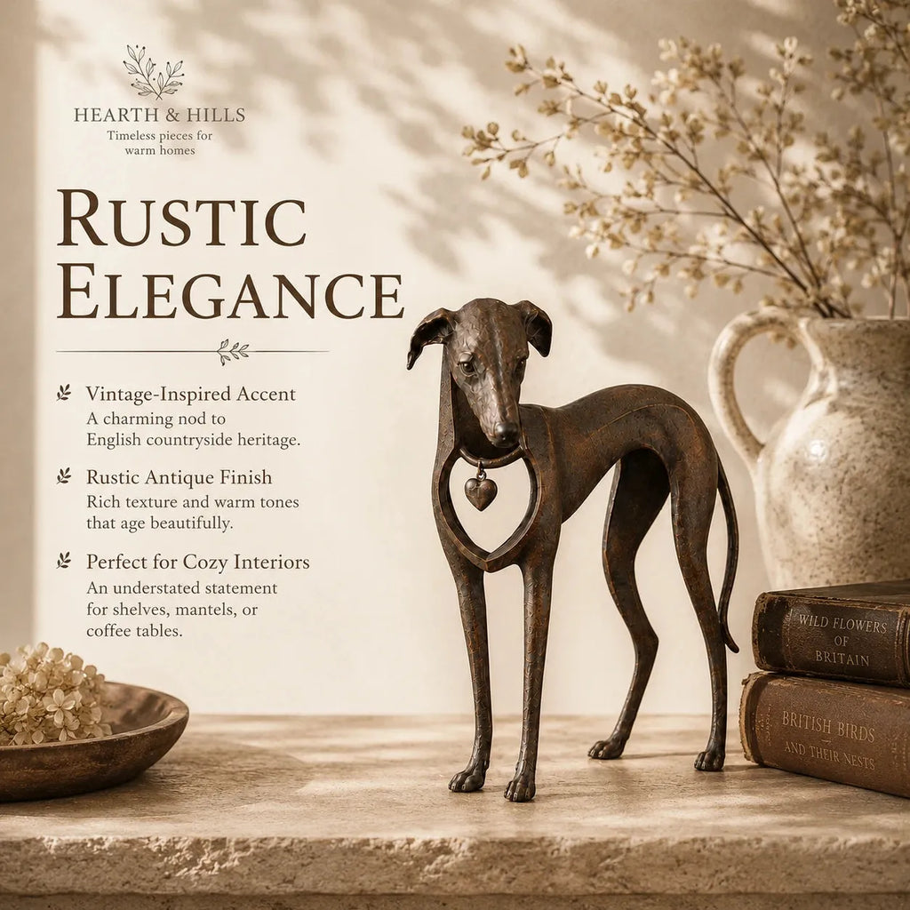 Heritage Heart Animal Sculpture – Vintage Iron Dog & Cat Accents for Timeless Interiors