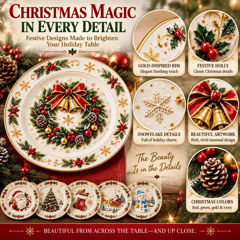 Christmas Dinner Plate Collection – 6 Festive Holiday Designs