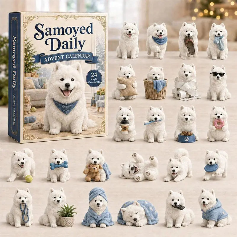 😍🐕24 Days Samoyed Acrylic Ornament Advent Calendar