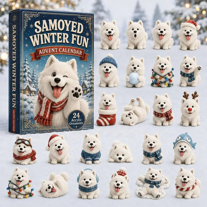 😍🐕24 Days Samoyed Acrylic Ornament Advent Calendar