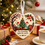 🔥LAST DAY 50% OFF - Christmas Friendship Heart Ornament 🎄💕 Glazed Ceramic Keepsake With Sea Glass Figures & Heartfelt Blessing