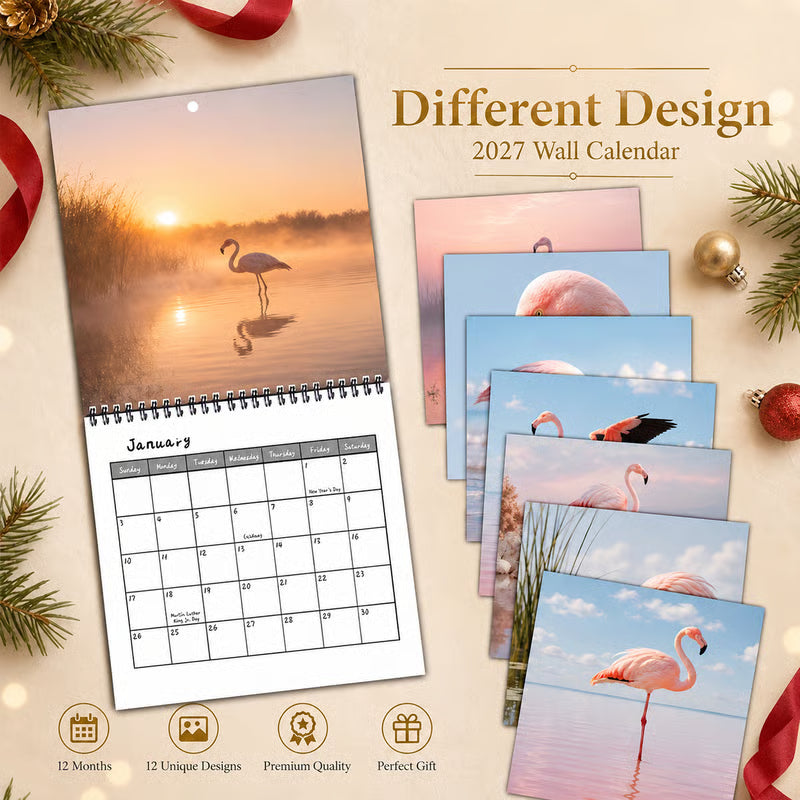 🦩 2027 Flamingo Calendar – 12 Months of Elegant Flamingo Beauty & Tropical Moments