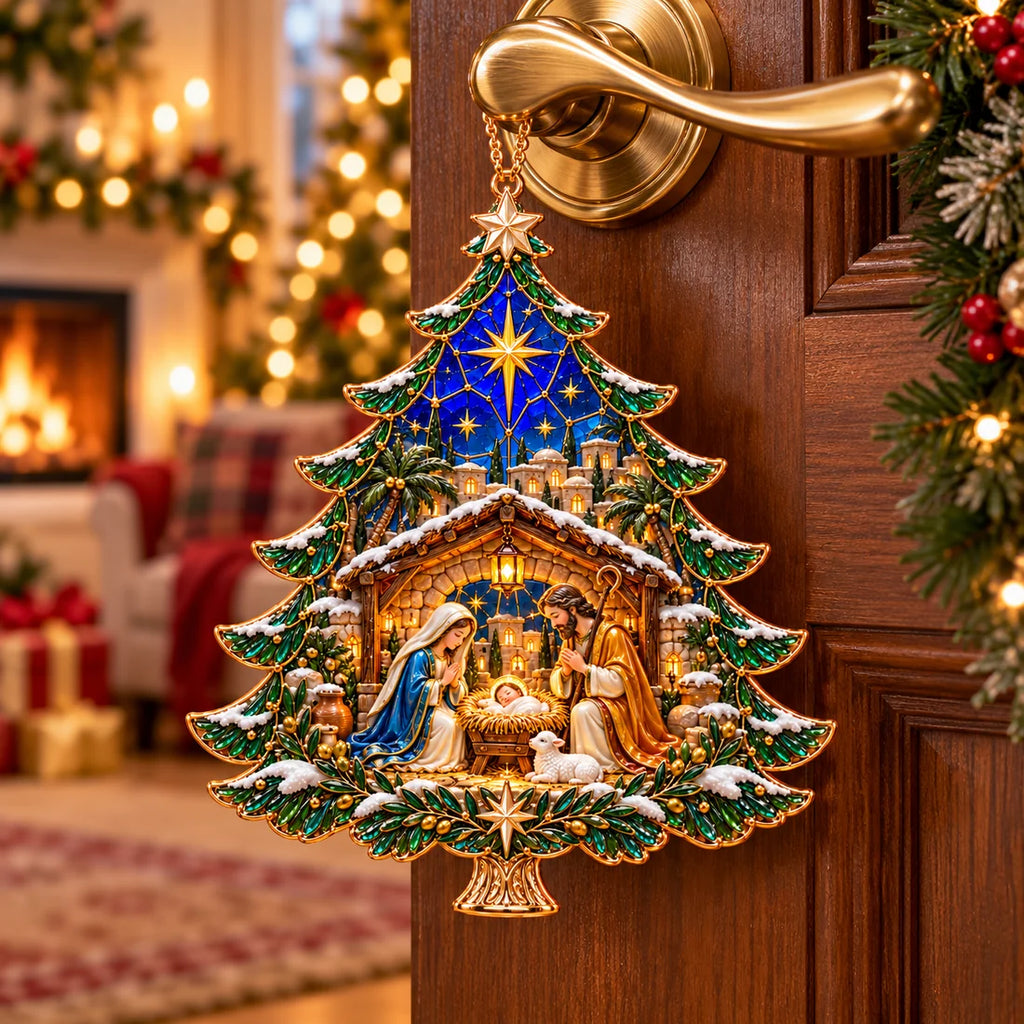 2026 Nativity Christmas Tree Ornament – Stained Glass Holy Family Keepsake, Meaningful Faith Gift & Holiday Décor