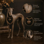 Heritage Heart Animal Sculpture – Vintage Iron Dog & Cat Accents for Timeless Interiors