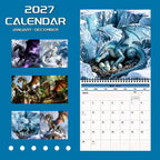 Cute 2027 Fire Dragon Wall Calendar, Fantasy Gift Idea For Fans
