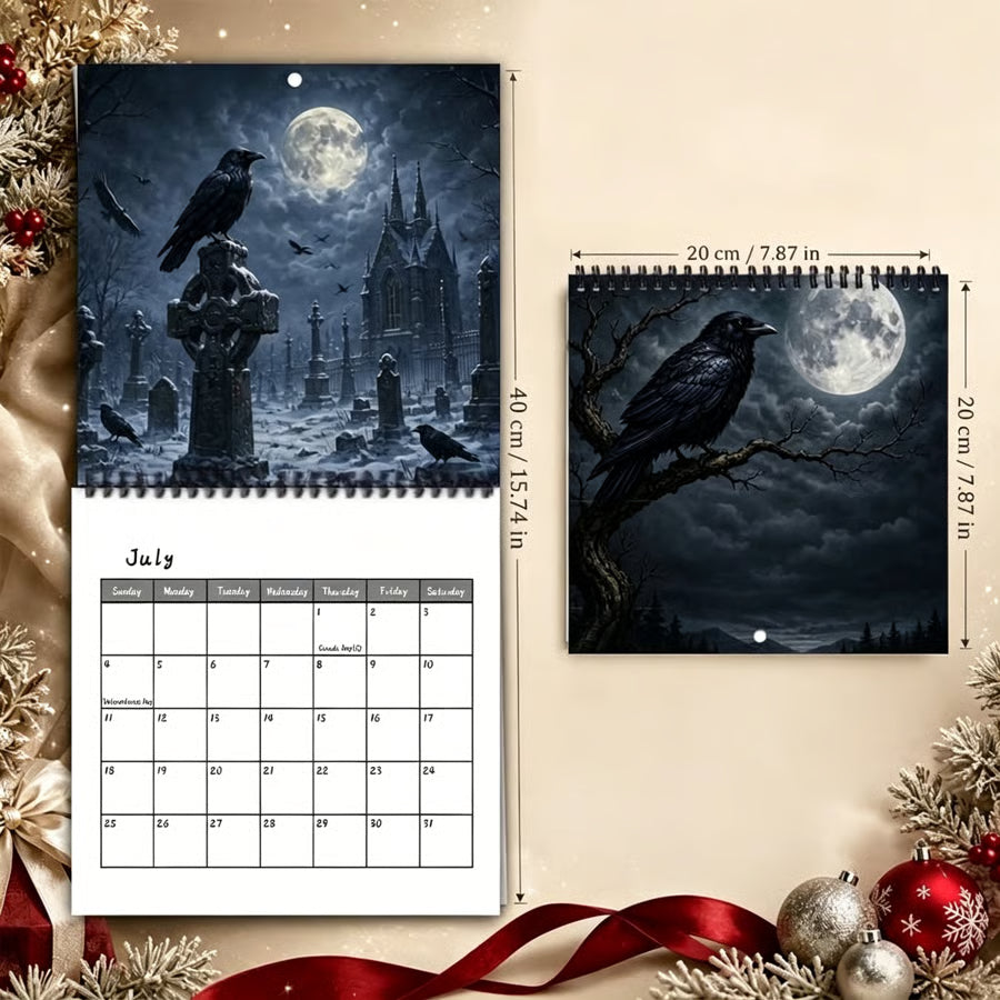 🐦‍⬛Raven & Crow 2027 Wall Calendar — 12 Months of Moonlit Gothic Art🖤