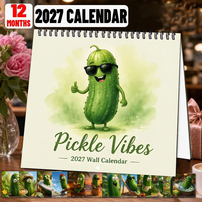 🥒 Pickle Vibes 2027 Wall Calendar – 12 Months of Quirky Pickle Art & Playful Everyday Humor