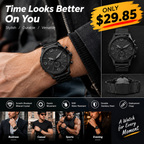 Men's Black Stainless Steel Watch – 50mm Chronograph Style, 50M Water Resistant