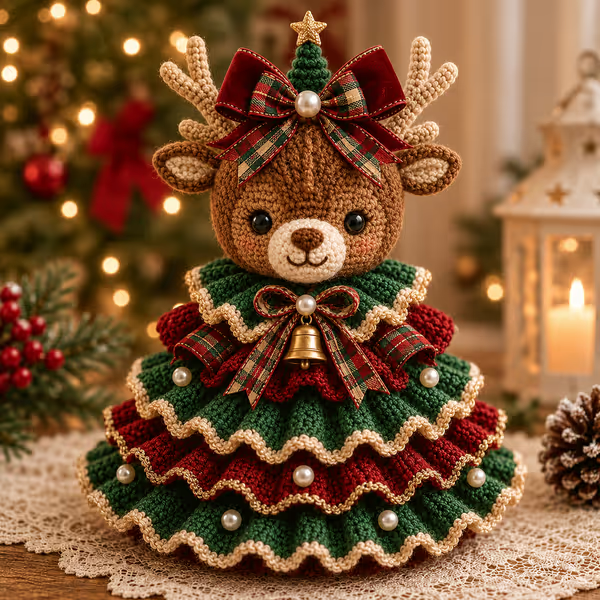 🔥🎄Crochet Animal Christmas Tree DIY Kit – Stitch a Little Christmas Magic（Material kit (not finished product)