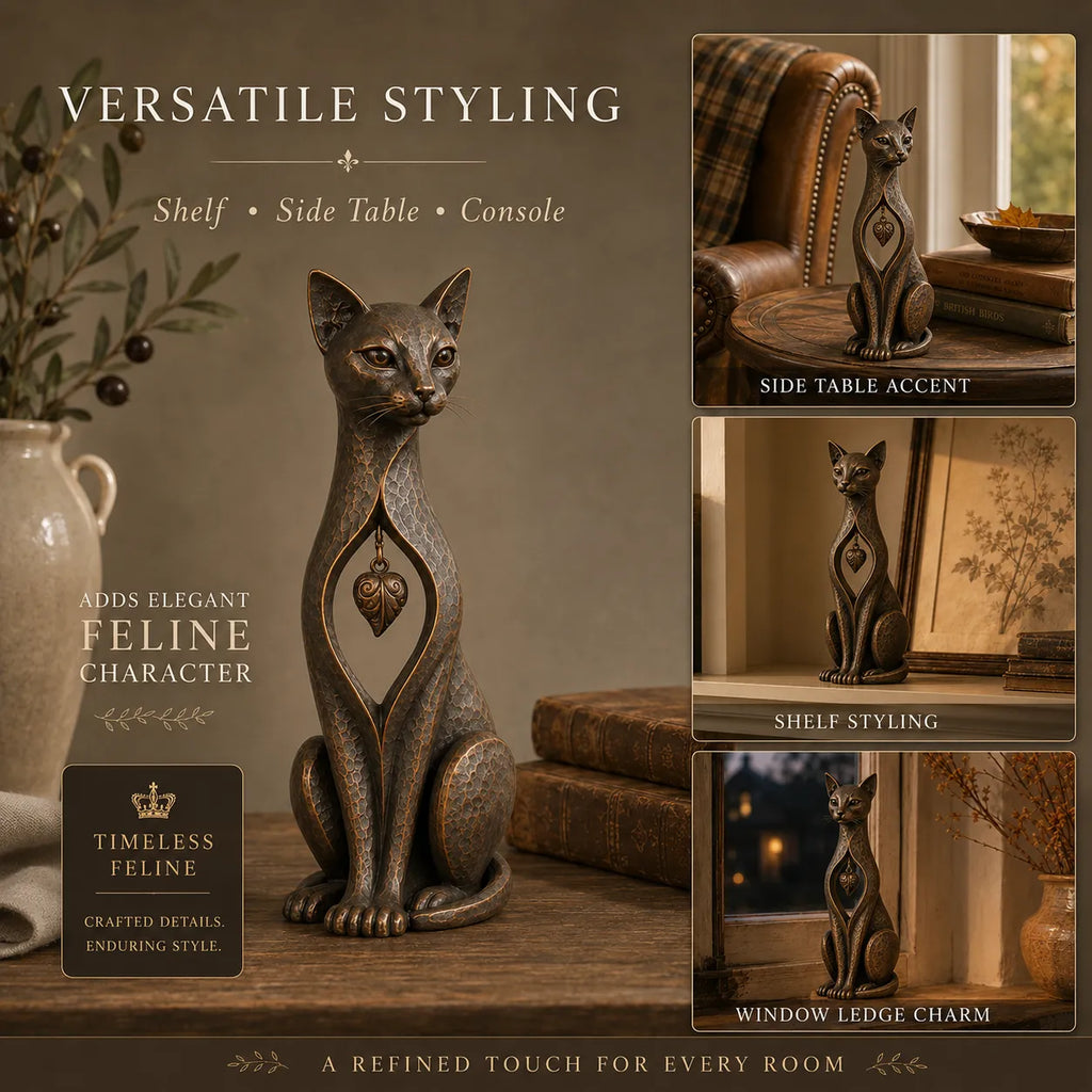Heritage Heart Animal Sculpture – Vintage Iron Dog & Cat Accents for Timeless Interiors