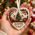 🔥LAST DAY 50% OFF - Christmas Friendship Heart Ornament 🎄💕 Glazed Ceramic Keepsake With Sea Glass Figures & Heartfelt Blessing
