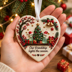🔥LAST DAY 50% OFF - Christmas Friendship Heart Ornament 🎄💕 Glazed Ceramic Keepsake With Sea Glass Figures & Heartfelt Blessing