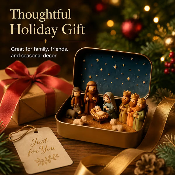 ✝️ Mini Nativity Scene Keepsake Tin — Pocket-Sized Christmas Holy Family Set