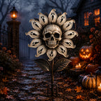 💀🌻Halloween Skull Ghost Sunflower Garden Stake