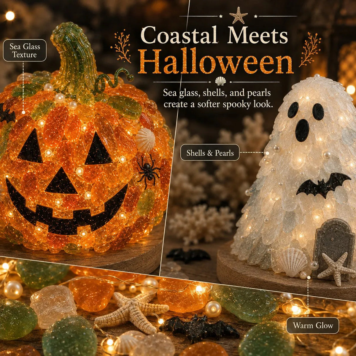 🎃✨Beginner-Friendly DIY Lighted Sea Glass Halloween Character Kit Collection